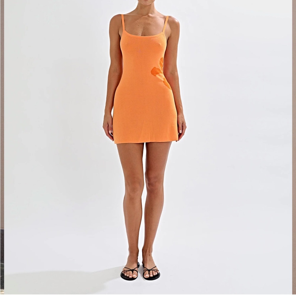 One Mile - Orange knit Mini Dress
